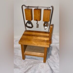 Vintage Onesco made in Taiwan wood cocktail‎ making kit drinks bottle opener
